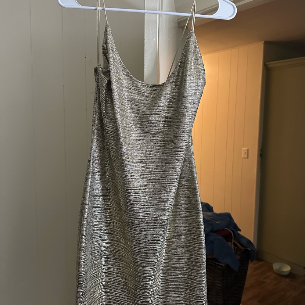 Alice + Olivia Metallic Silver Dress OBO